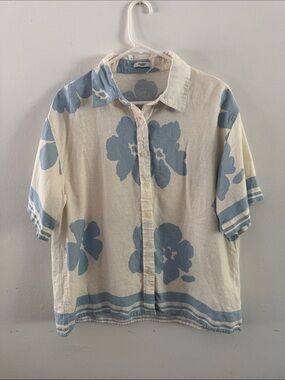 Academy Brand Bronson Blue Flower Short Sleeve Shirt Sz S